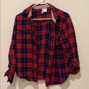 Red and Navy Blue Plaid Flannel